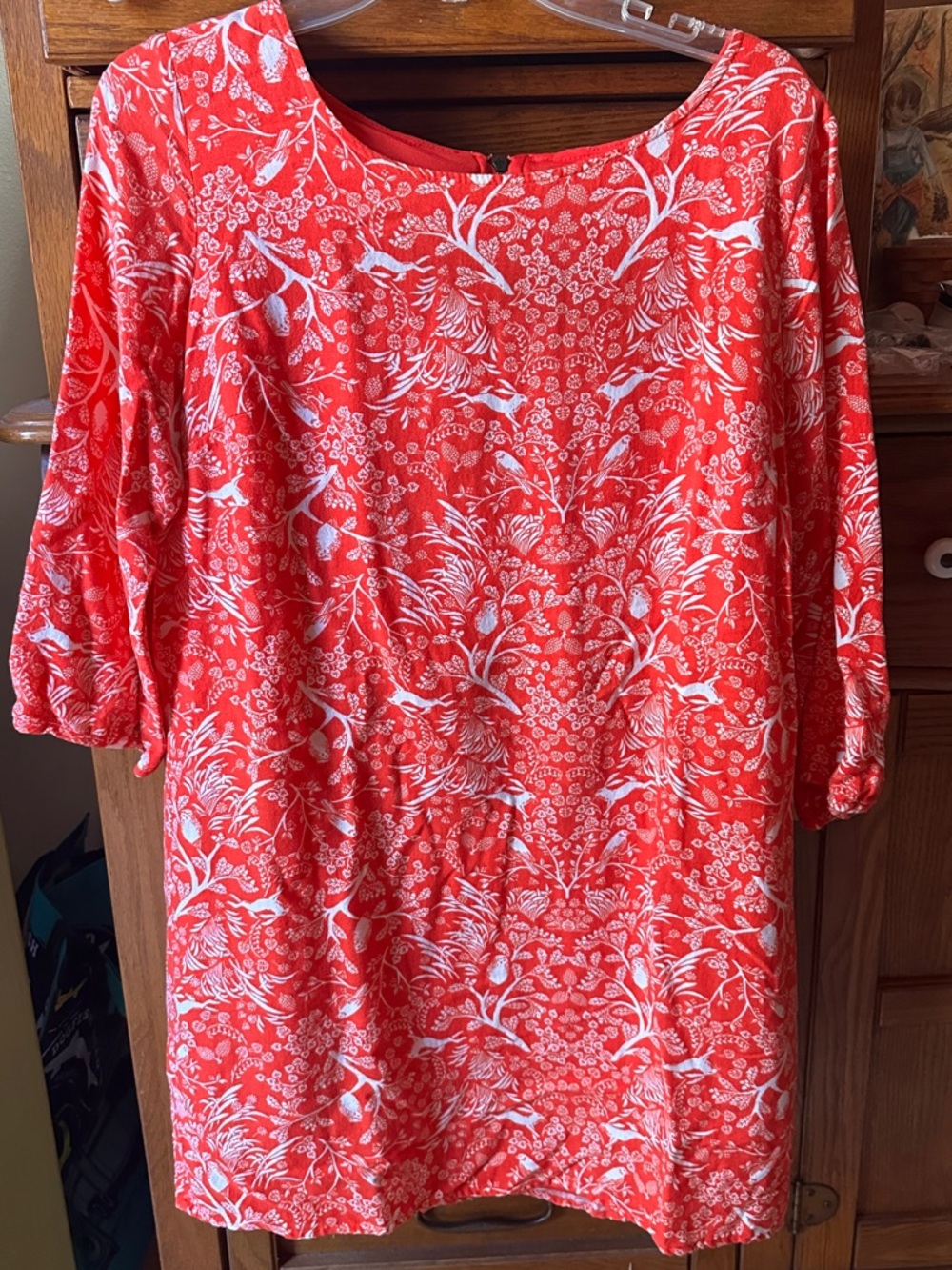 Old Navy Red Floral Long Sleeve Shift Dress